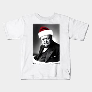 Santa Churchill (Celebrity Christmas) Kids T-Shirt